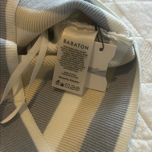 Aritzia Babaton Sculpt Knit Criss Cross Cropped Tank Birch/ Cement Blue NWT - Picture 10 of 11